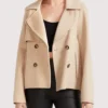 Palm Knit Double Breasted Peacoat Beige