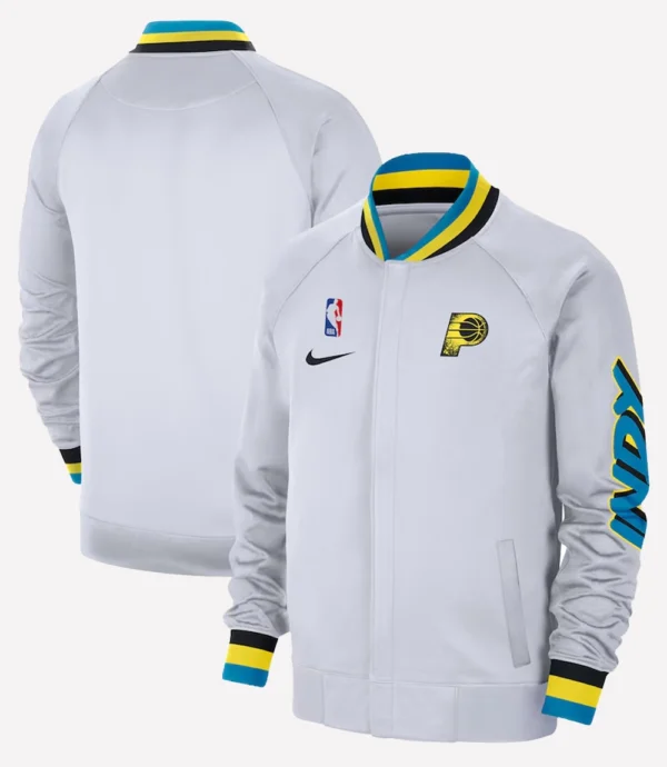 2025 Indiana Pacers Nike City Edition Authentic Showtime Performance Full-Zip White Jacket