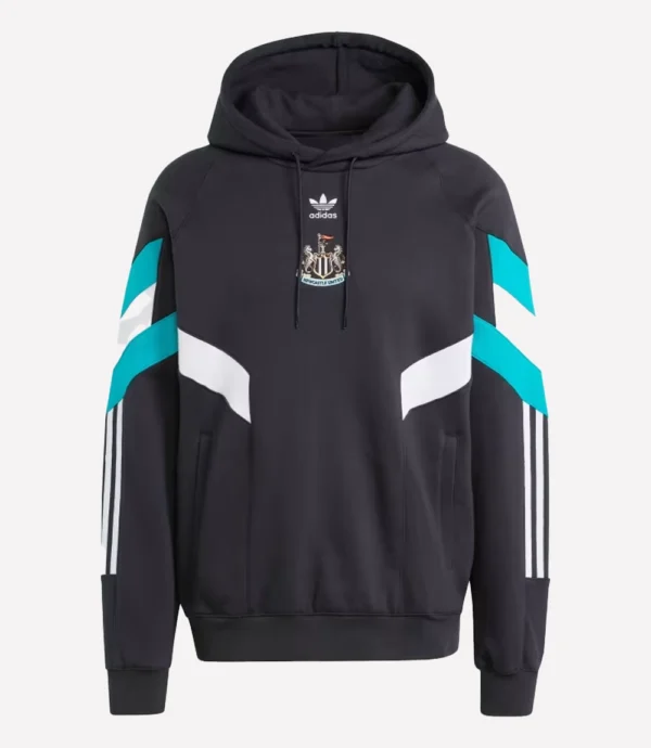 2025 Adidas Newcastle United FC Black Pullover Fleece Hoodie
