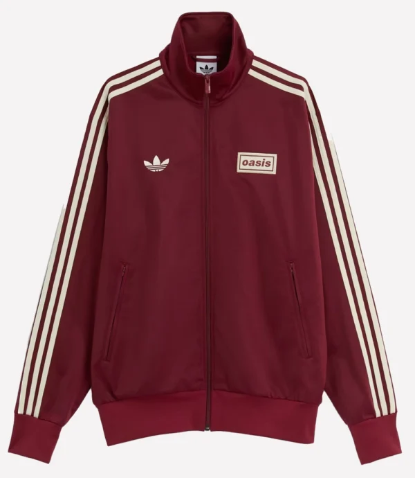 Oasis x Adidas 3 Stripes Maroon Zip-up Track Jacket