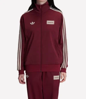2025 Oasis x Adidas 3 Stripes Maroon Zip-up Track Jacket