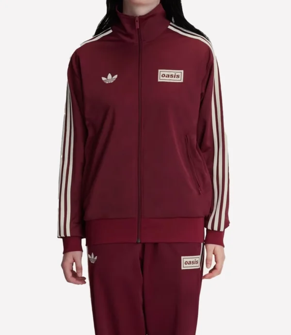 2025 Oasis x Adidas 3 Stripes Maroon Zip-up Track Jacket