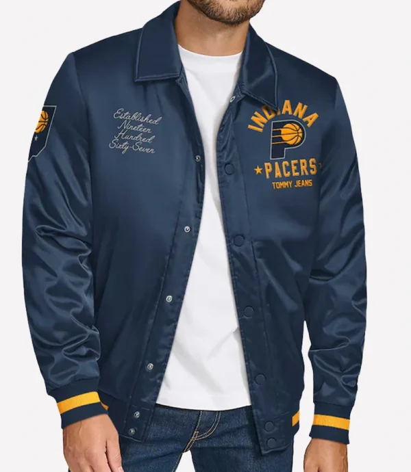 Indiana Pacers Tommy Jeans Full-Snap Navy Varsity Jacket