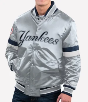 New York Yankees Gray Satin Varsity Jacket
