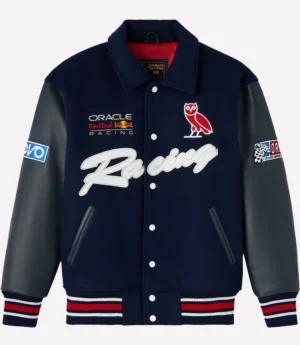 OVO x Oracle Red Bull Racing Wool Varsity Jacket Navy