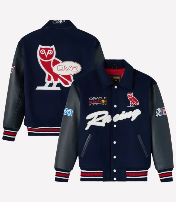 OVO x Oracle Red Bull Racing Full-Snap Varsity Jacket