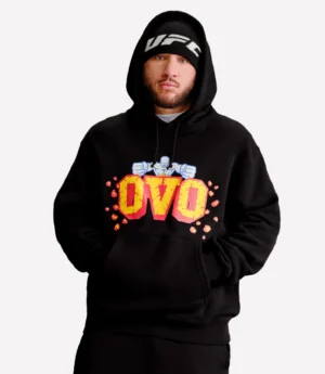 OVO x UFC Championship Flame Logo Pullover Hoodie