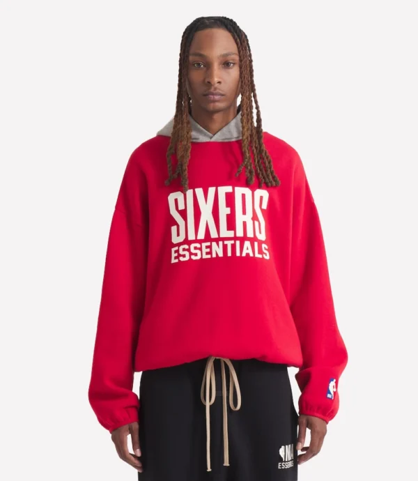 Philadelphia 76ers Fear of God Red NBA x ESSENTIALS Pullover Hoodie