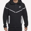 Tech Windrunner Reflective Design Details Fleece Black Full-Zip Jacket