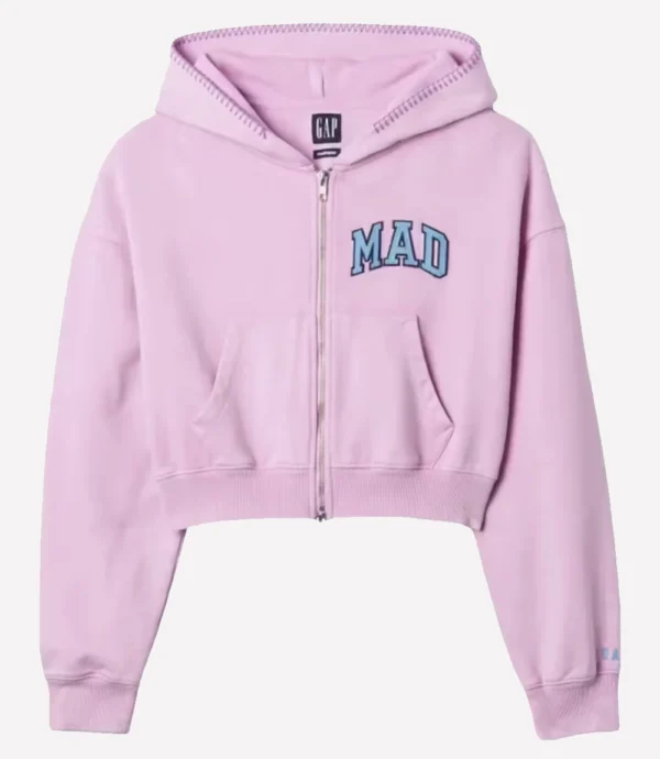 Women's Gap x MadHappy Full-Zip Cropped Purple Hoodie