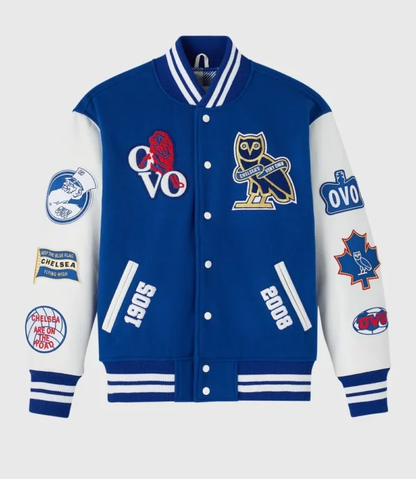 OVO x Chelsea FC Blue Varsity Jacket