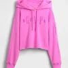 Gap x Beis Oversized Pink Crop Hoodie