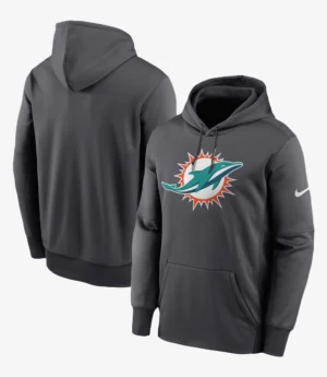 Miami Dolphins Anthracite Toss Sweep Performance Grey Hoodie For Unisex