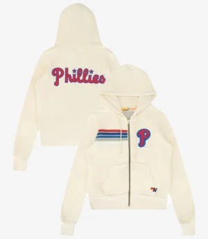 Philadelphia Phillies Aviator Nation x MLB Cream Five-Stripe Hoodie For Unisex
