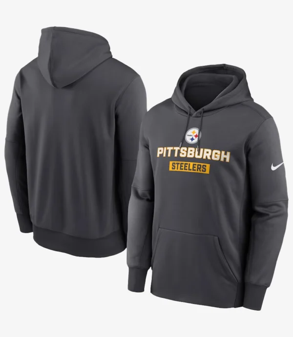 Pittsburgh Steelers Anthracite Toss Sweep Performance Grey Hoodie For Unisex