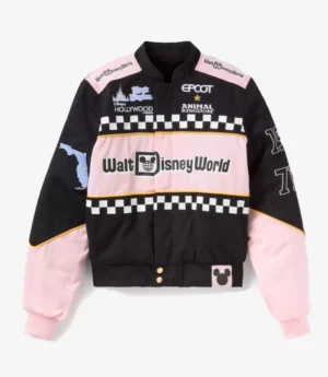 Walt Disney World Bomber Racing Jacket Pink and Black For Unisex