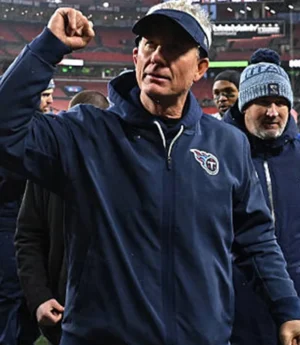 Unisex Mike McCoy 2025 Tennessee Titans Nike Sideline Navy Blue Bomber Jacket